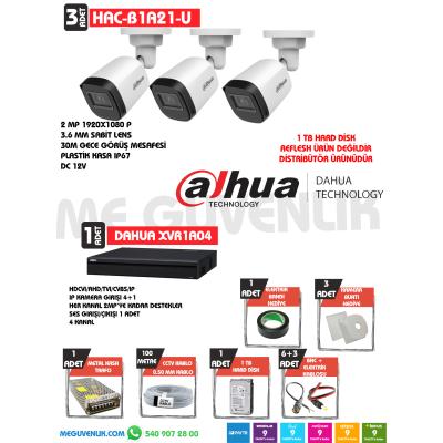 DAHUA B1A21U 3 LÜ GÜVENLİK KAMERA SETİ