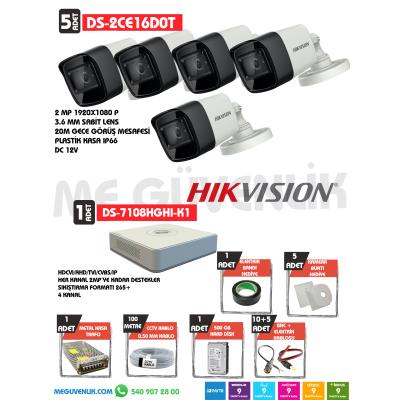 Hikvision 5 Li Gece Görüşlü Güvenlik Kamera Seti